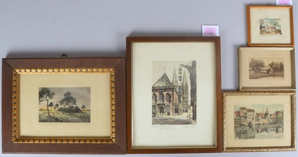 5 Rad., 'Worpsweder/Bremer Ansichten', versch. Künstler, jeweils sign. und gerahmt