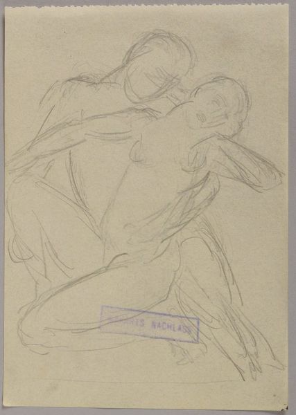 Makart, Hans, 'Liebespaar', Bleistiftzeichn., mit Nachlassstempel; Blattmaße ca. 15,5 x 11 cm