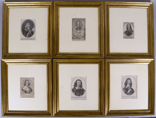 6 Faksimile-Drucke, 'Adligenportraits', unter PP hinter Glas; Maße 42,5 x 37,5 cm