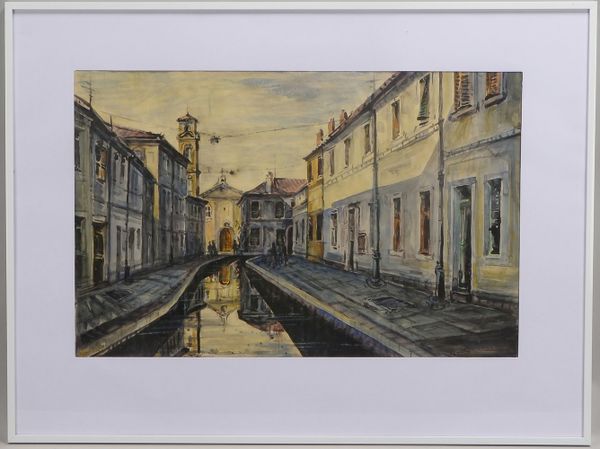 dalla Fini, Mario, 'Kanal in Venedig', Aquarell, unten re. sign., unter PP hinter Glas