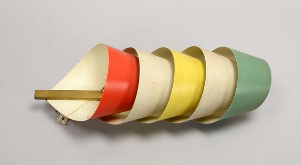 Vintage-Wandlampe (wohl DK, 1960er/1970er Jahre), 1-fl., 5x gestaffelte Metallschirme