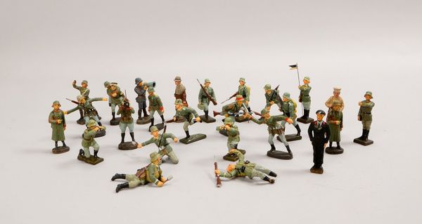 Lineol/Elastolin-Spielzeugfiguren, 'Soldaten', 25 Stück (mit Gebrauchssp.)