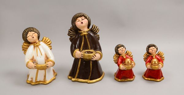 Thun Design, 4 orig. 'Bozener Engel', Keramik: 2x groß/2x kleiner, guter Zust. - in OVP