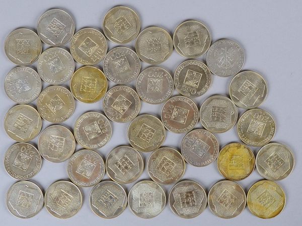 Münzslg. (Rep. Polen), 625 Silber, 37x '200 Zloty, 1974 - 30 J. Volksrep.'/1x 'Olymp. Spiele'