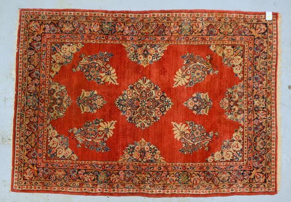 Sarough, mittelfeine Kn., hochflorig - insges. guter Zust.; Maße 225 x 160 cm