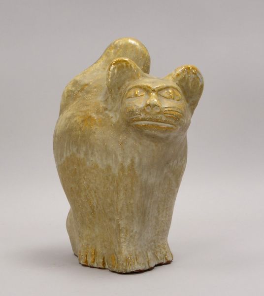 Weichberger, H. (zugeschr.), Keramikfigur, 'Katze', in Grün glasiert; Höhe 29,5 cm