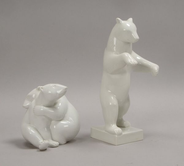 KPM Berlin, Porz-Figuren, 'Berliner Bär', und 'Balgende Bären', Entw. Joh. Henke