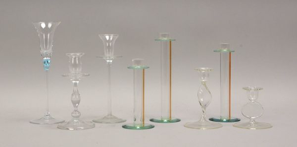 Monica Borgward, 8x Glas-Tischkerzenleuchter, versch. Ausf.; Höhe 9 cm - 24 cm