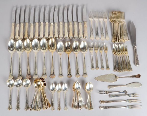 Wilkens, Tafelbesteck, 800 Silber, 'Chippendale', div. Besteckteile; Gew./o. Messer: 2.890 g
