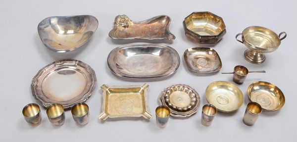 Silber-Schalen, Schnapsbecher, u.a. - Zuckertopf Silber gef.; Gew./ungefüllt: 1.092 g