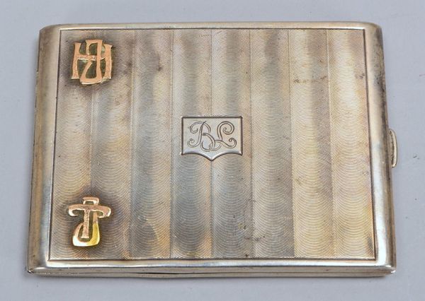 Zigarettenetui (Polen), wohl 875 Silber, Deckel mit grav./relief. Initialen; Gew. 128 g