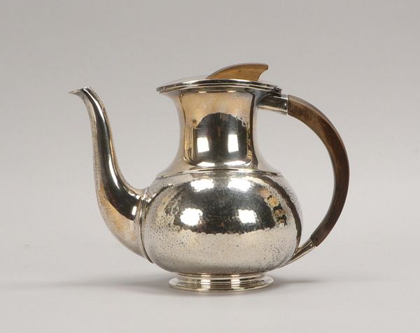 Kaffeekanne (Manuf. 'REC'), 800 Silber, Mod. '22', Edelholz-Henkel/Deckelappl.; Gew. 615 g