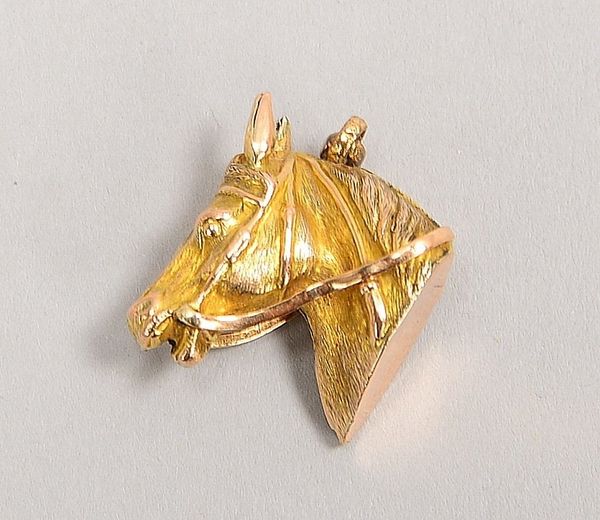Figürl. Anhänger, 333 GG (gepr.), 'Pferdekopf' - in hohler Ausf.; Länge 1,5 cm, Gew. 3 g