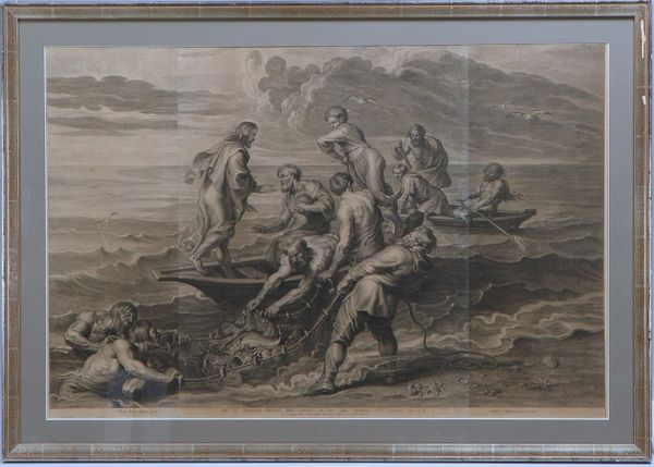 Bolswert, S.A. (nach Rubens), 'Der wundersame Fischzug', Kupferstich/3 Platten, ger.