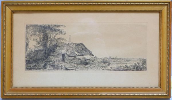 van Rijn, Rembrandt, 'Hütte beim großen Baum', Radierung (posth.), in der Platte sign.