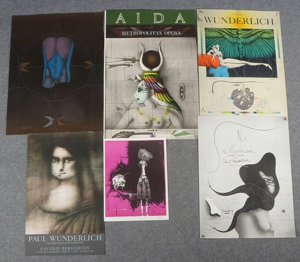 Wunderlich, Paul, 6x Druckgrafiken/3x Lithografien, teils handsign., und 3x Offset-Plakate