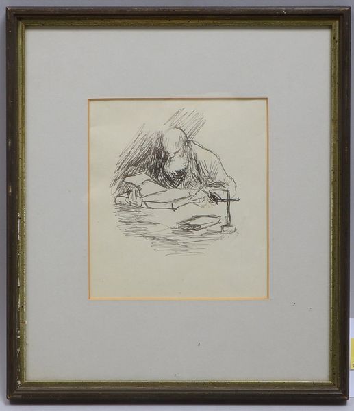 Slevogt, Max, 'Der Eremit', orig. Federzeichn., monogr. 'MS', unter PP hinter Glas