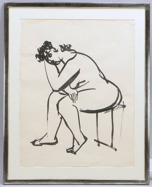 Seitz, Gustav, 'Sitzender Akt', Tuschezeichn. (1957), Nachlassstempel, unter PP hinter Glas