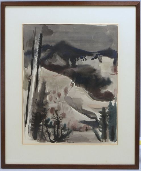 Schwarz, H., 'Landschaft', Aquarell, sign./dat. (19)'50'; Rahmenmaße 79 x 66 cm