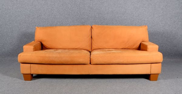 WK-Sofa/Dreisitzer, Rauhleder in Braun-Beige; Lehnhöhe 78 cm, Breite 210 cm