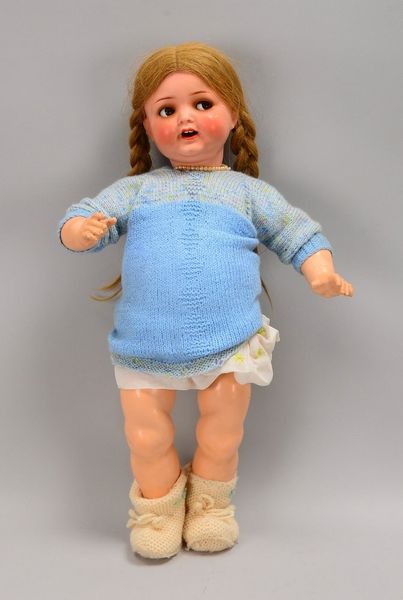Sammlerpuppe, alt, Heubach/Köppelsdorf, mit Kleidung, Höhe 58 cm