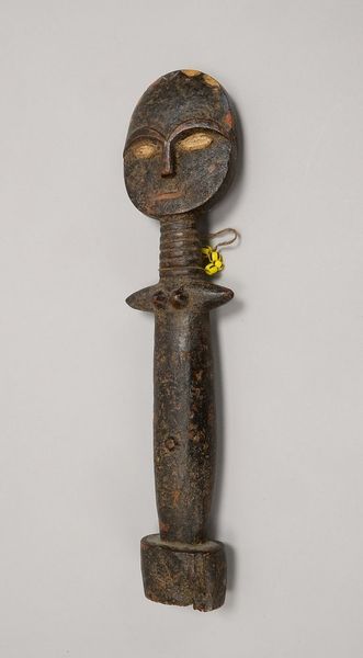 Fruchtbarkeitsfigur (Ashanti/Ghana), weibl. Akuaba, Holz geschn., mit Perlenschmuck