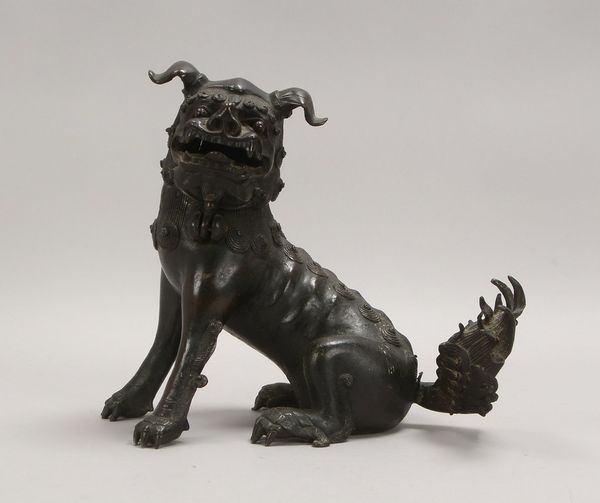 Figürl. Räuchergefäß (China), Bronze, 'Tempelhund' - Kopf als Deckel; Höhe 29 cm