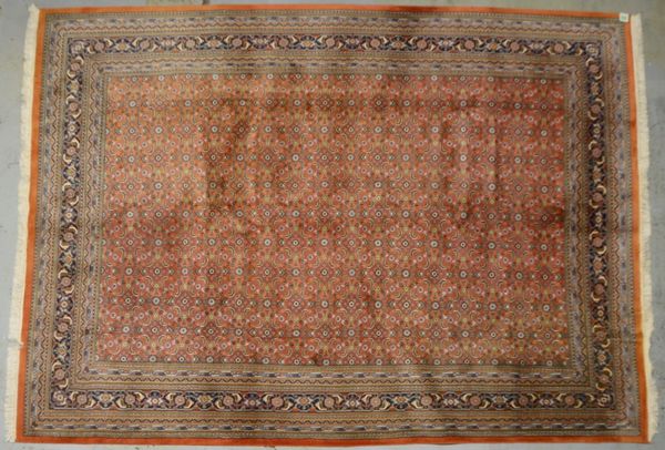 Indo-Orientteppich, feste mittelf. Kn., mit Heratis durchgem., kompl., hoher dichter Flor