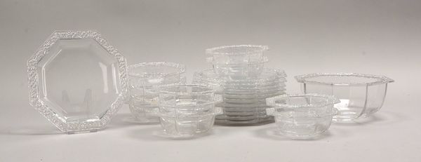 Rosenthal, kl. Tischglas-Konvolut, farbl. Glas, oktogonale Form, Dekor 'Maria Weiß', 23-tlg.
