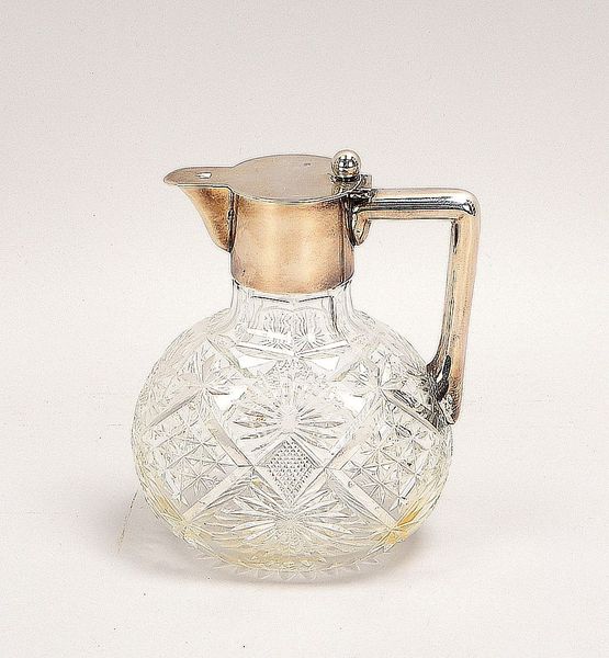 Sherry-Karaffe, geschliffenes Kristallglas, mit Silber-Montierung; Höhe 17 cm