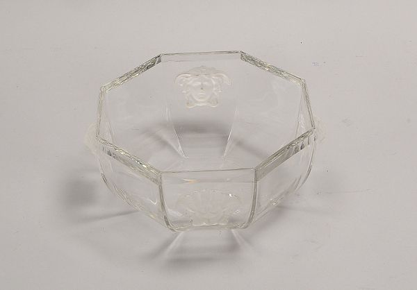 Rosenthal/Versace, Glasschale, 8-pass. Form, umlaufend 4x 'Medusenhäupter'