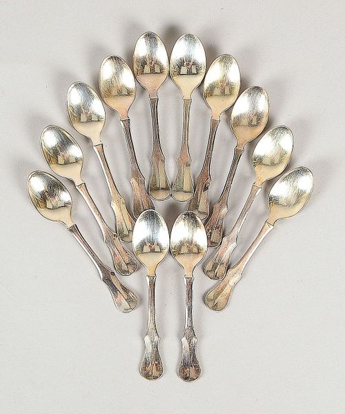 Robbe & Berking, Satz Mokkalöffel, 800 Silber, 12-teilig; Gewicht 173 g