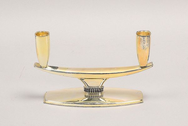 Tischkerzenleuchter (Bauhaus-Stil), 925 Sterlings., 2-fl., Met.-Abdeckung; Gew. 245 g