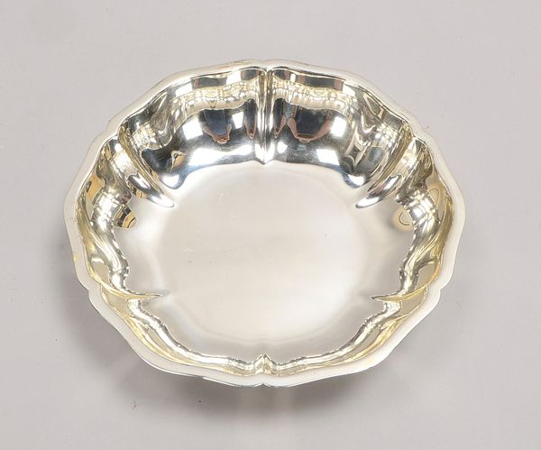 Runde Servierschale, 925 Sterlingsilber, Dekor 'Dresdner Barockrand'; Ø 19 cm, Gew. 248 g