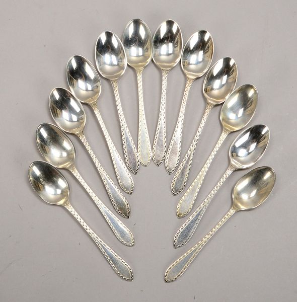 Satz Mokkalöffel/Zierlöffel (London), Sterlingsilber, 12 Stück; Gew. 80 g
