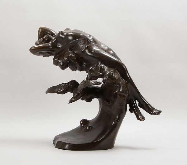 Rossi, Egisto, Bronzeskulptur, 'Liegender weibl. Akt auf steigender Woge', sign.; Höhe 54 cm