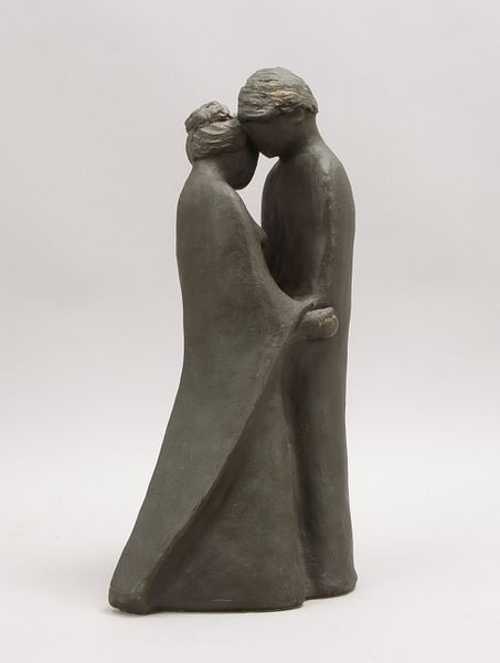 Steingut-Skulptur, 'Die Liebenden', Figur bronziert, mit Pressmarke; Höhe 44,5 cm