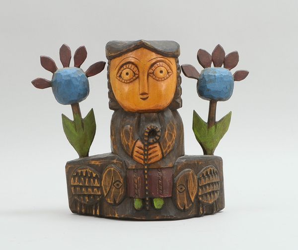 Zegadlo, Henryk, Holzskulptur, 'Schäferin', teils farbig gefasst; Höhe 26,5 cm