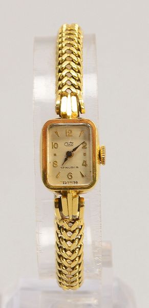 DAU Cito, Handaufz., 585 GG-Geh./Armb. - läuft an; Geh. 13 x 16 mm, Gew. 18,50 g