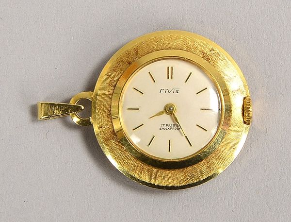 Damen-Taschenuhr, Civis, 585 GG-Geh., Handaufz. - läuft an; Ø 25 mm, Gew. 14,50 g