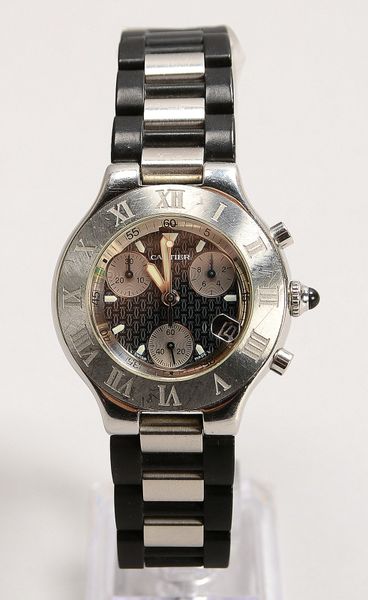 Unisex-Armbanduhr, Cartier, Quarz, Edelstahl-Geh./Armb. mit Faltschl. - läuft an