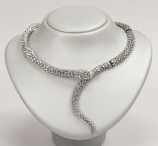 Designer-Collier, 925 Sterlings., 'Schlange', 6-gliedrig/bewegl., Entw. G. Raspini; Gew. 95 g