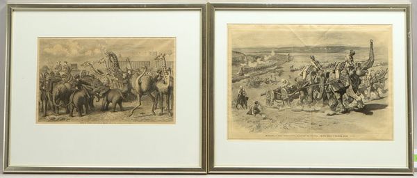 2 Bilderrahmen, jeweils mit Passepartout und Verglasung; Falzmaße 48 x 58 cm