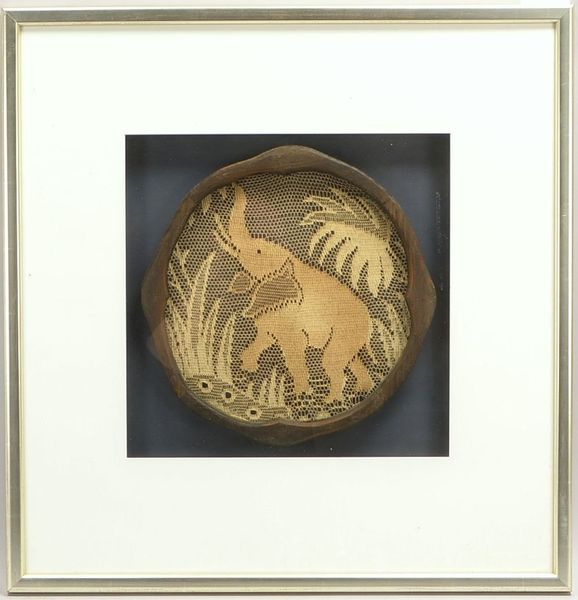Bilderrahmen mit PP, mit Motivstickerei 'Elefant' - hinter Glas; Gesamtmaße 63 x 65 cm