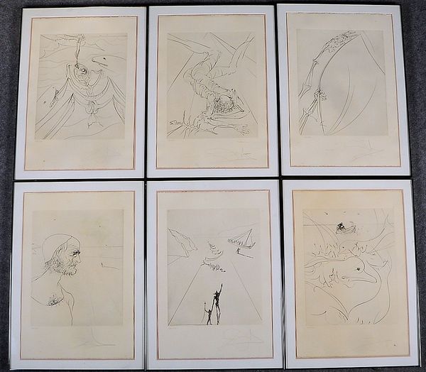 Dalí, Salvador, 6x Kaltnadel-Rad., 'Der alte Mann und das Meer', Aufl. '188/350'