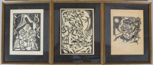 Tappert, Georg, 3 Holzschnitte, versch. Themen, hinter Glas; Rahmenmaße 26 x 21 cm