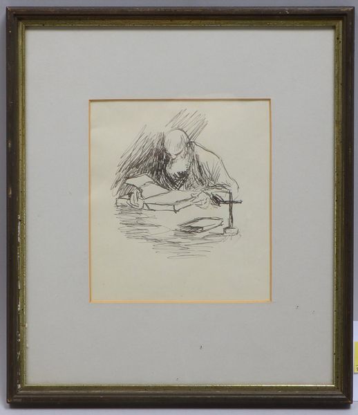 Slevogt, Max, 'Der Eremit', orig. Federzeichn., monogr. 'MS', unter PP hinter Glas