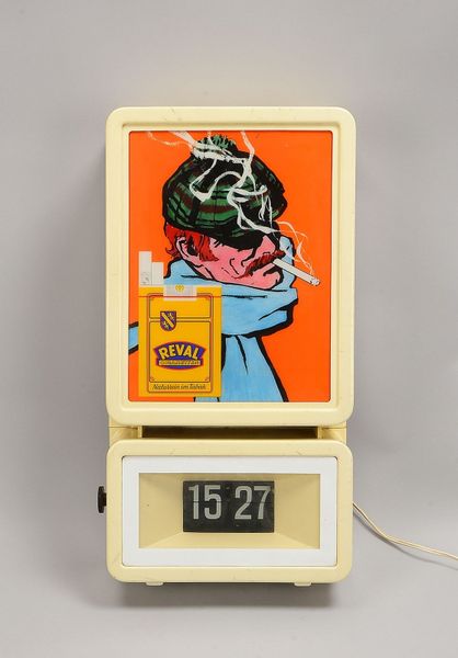 Altes Werbe-Leuchtdisplay, 'Reval-Cigaretten', Kunststoffgeh., elektrif., Datum/Quarzw.