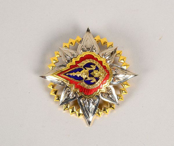 Bruststern, 'Orden der Krone von Siam' (Thailand, 1950er/60er J.), hartverg./emaill.