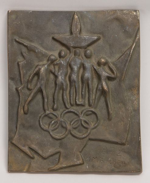 Bronzeguss-Platte, 'Olympiade 1972, München' - schwere Ausf.!; Gew. ca. 4,570